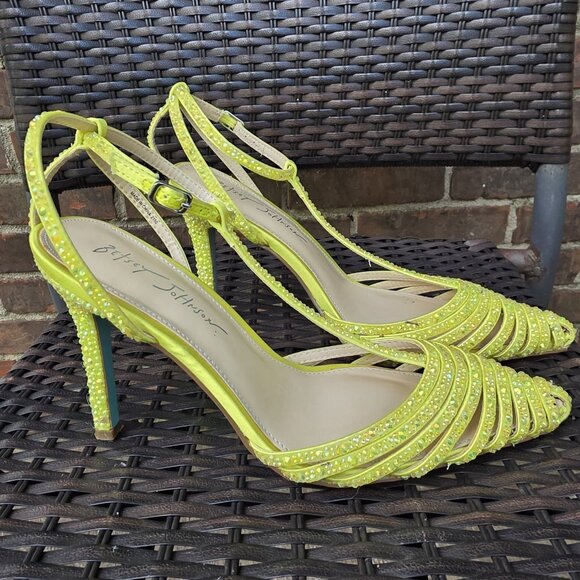 Betsey Johnson Shoes - Betsey Johnson Lime Bright Neon Green Rhinestone SB-ALI Heel Pump Shoes Size 8.5
